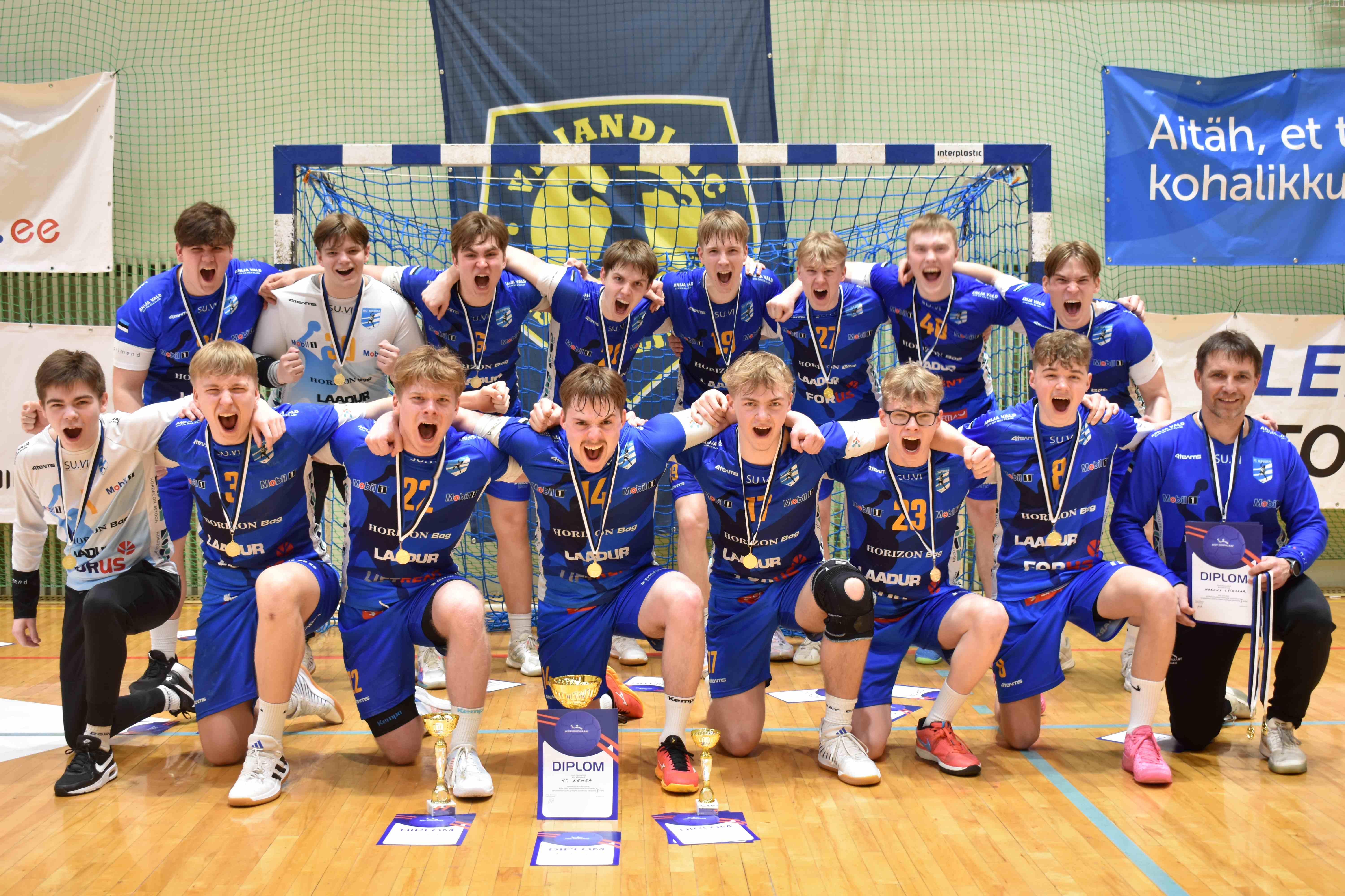 HC Kehra võistkond on 2024 Eesti meister noormeeste A-vanuseklassi käsipallis